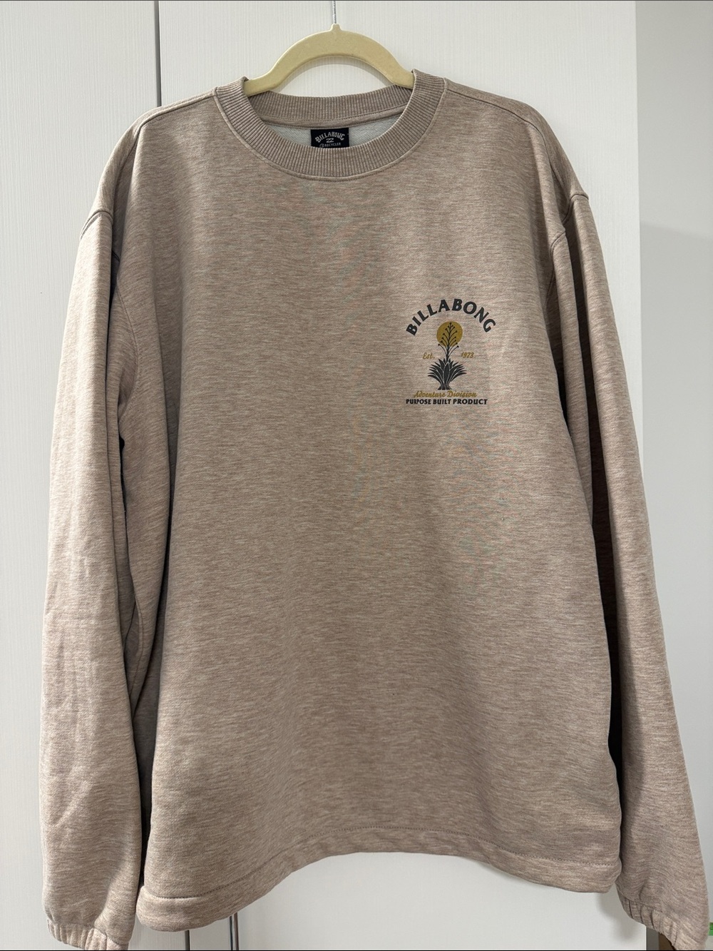 Billabong Tan Crewneck Sweatshirt with Small Logo